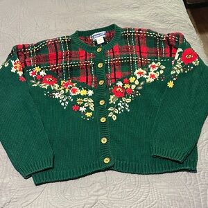 Vintage Pendleton Knockabouts Red and Green Floral Cardigan